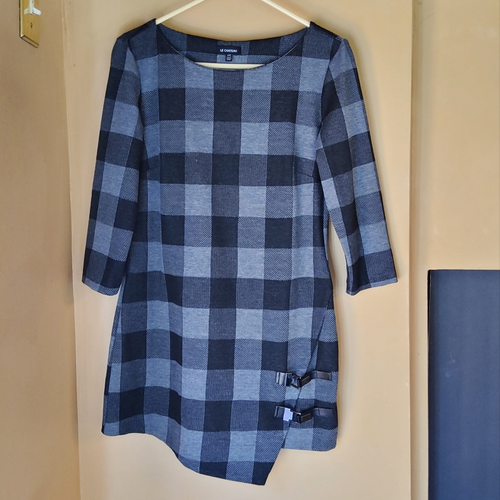 Le Chateau Plaid Mini Dress/Tjnic with Buckle Design